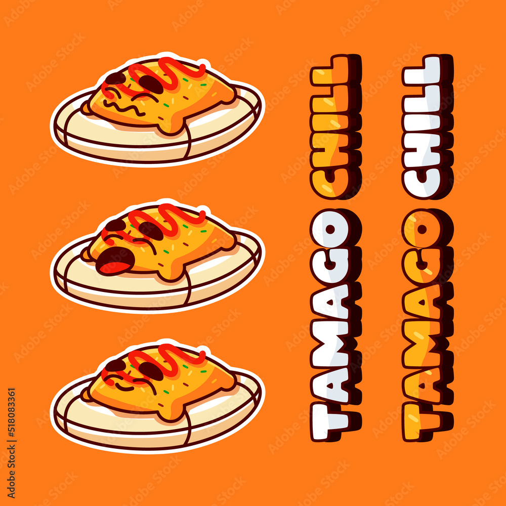 Cute tamago cartoon Mascot Illustration set Stock Vector Adobe Stock