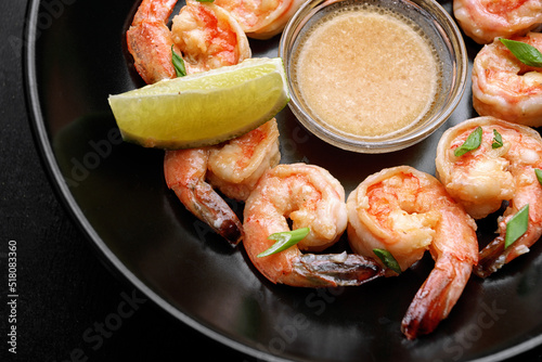 Batter fried crispy shrimp appetizer, selective focus