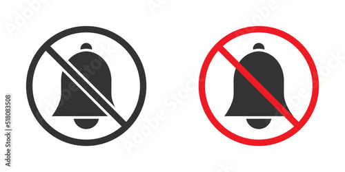 Cross on bell icon. Notifications off icon. Vector illustration.