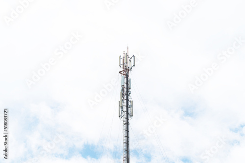 Telecommunication mast TV antennas in the afternoon ,on the hill blue sky with cloud bright at Phuket Thailand. © Stock.Foto.Touch