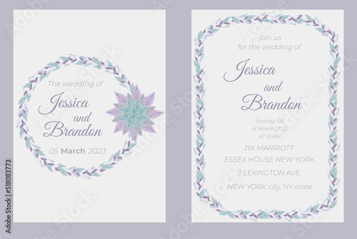 Tying the knot. Floral wedding invitation. Watercolor brush design. Pastel color flowers.