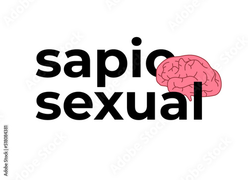 Sapiosexual text word with brain icon, new sexuality
