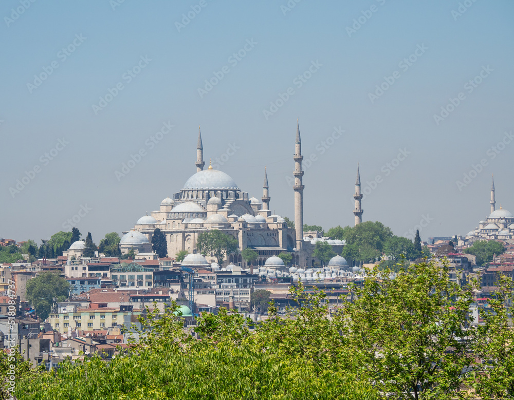 Mosque in Istanbul against blue sky