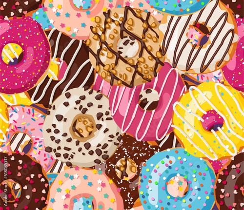 Donut Doughnut Seamless Vector Pattern