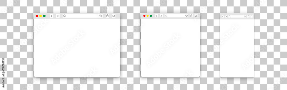 Set of blank web browser window. Realistic blank browser window ...