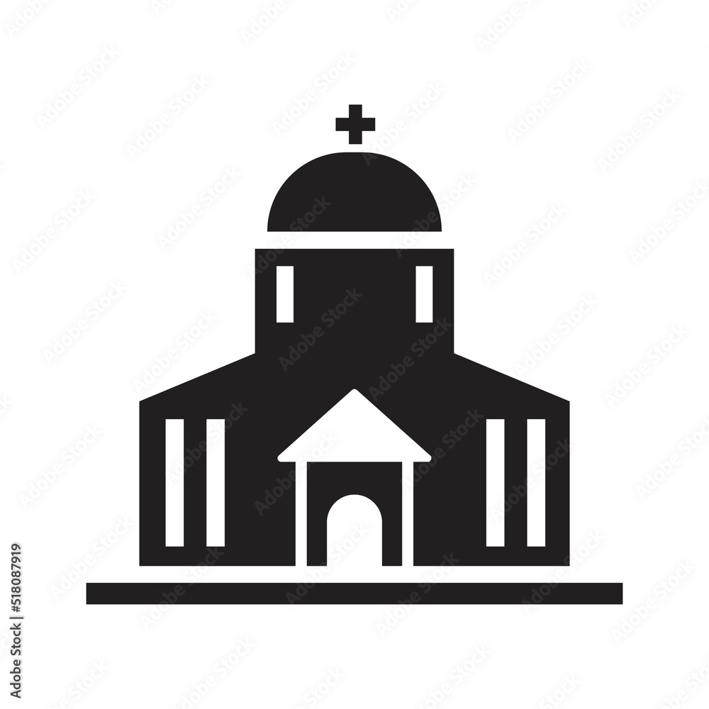 illustration of a church building icon, a place of worship. vector solid icon design which is perfect for business, websites, apps, applications, banners