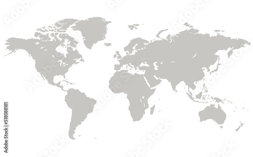 World map flat vector, isolated on white background. Earth, gray map template for web site pattern, anual report, inphographics. Travel worldwide, map silhouette backdrop.Globe similar worldmap icon.