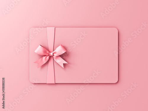 Fototapeta All pink concept blank pink pastel color gift card or gift voucher with pink rib