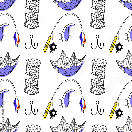 vector seamless pattern on the topic of fishing