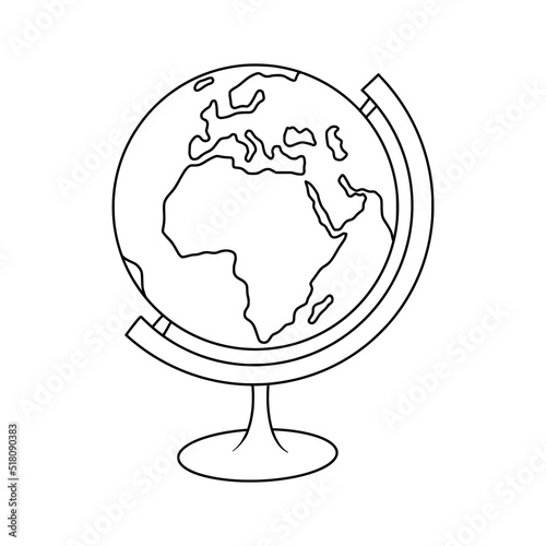 School globe doodle icon. Vector hand-drawn illustration of the globe