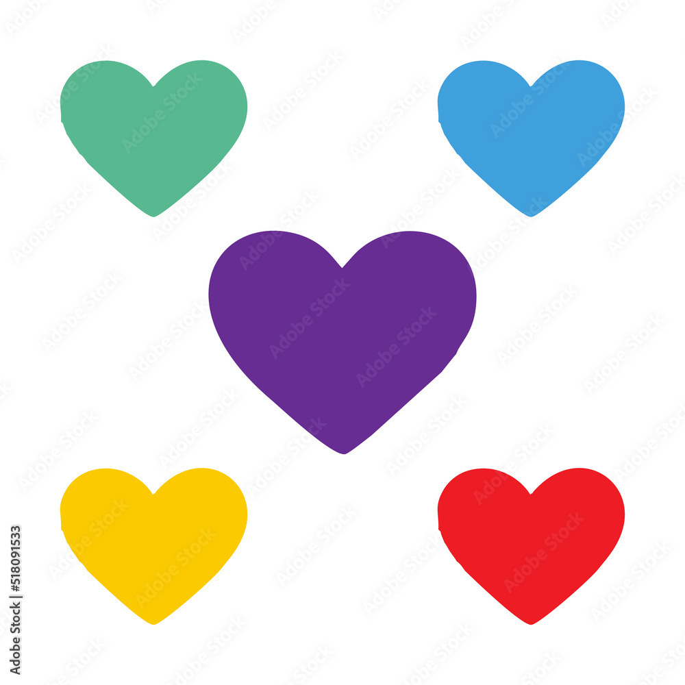 heart symbol in various color variants. A simple heart-shaped icon as a symbol of love and a symbol in celebrating Valentine's Day. Editable vector in eps10 format
