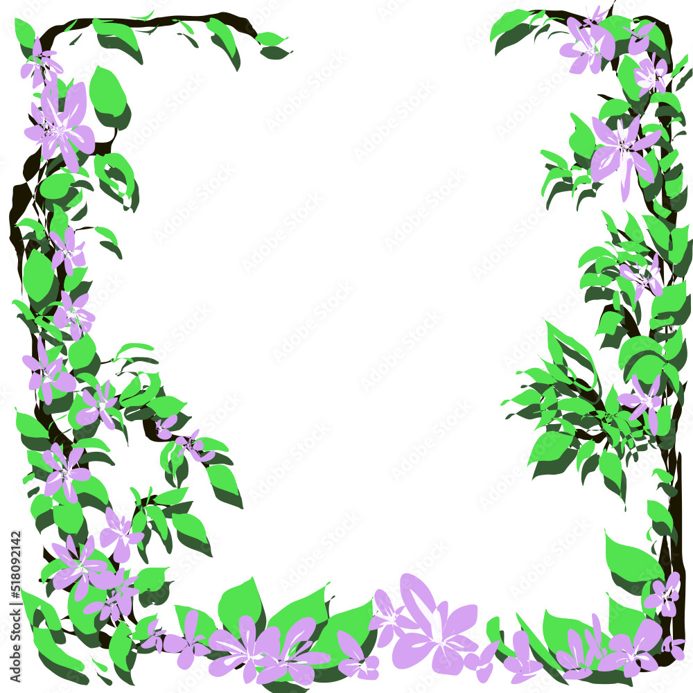 Colorful abstract shapes pattern frame with flowers Colorful abstract shapes pattern frame with flowers