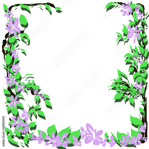 Colorful abstract shapes pattern frame with flowers