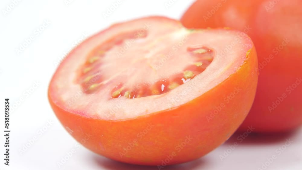 slice of fresh tomato on white background slice of fresh tomato on white background