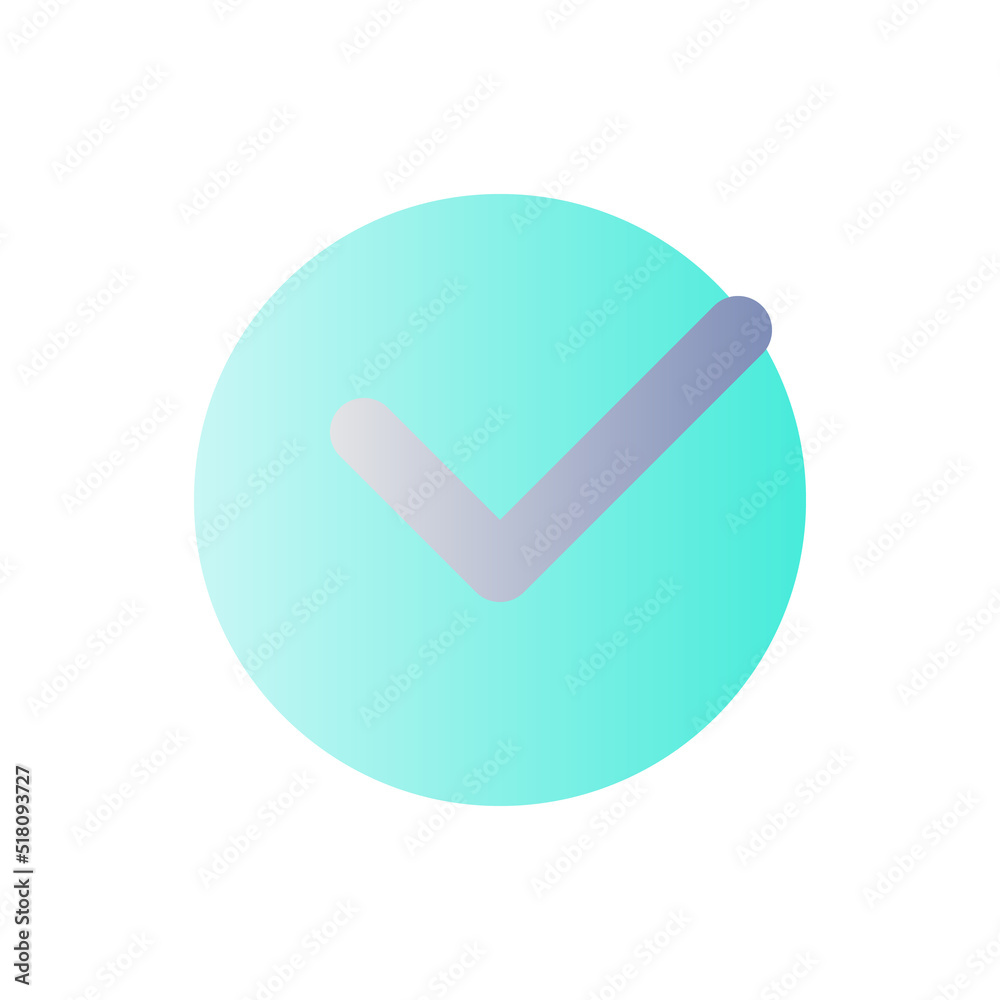 Accept button flat gradient color ui icon. Approve changes. Toolbar control element. Single click. Simple filled pictogram. GUI, UX design for mobile application. Vector isolated RGB illustration Accept button flat gradient color ui icon. Approve changes. Toolbar control element. Single click. Simple filled pictogram. GUI, UX design for mobile application. Vector isolated RGB illustration