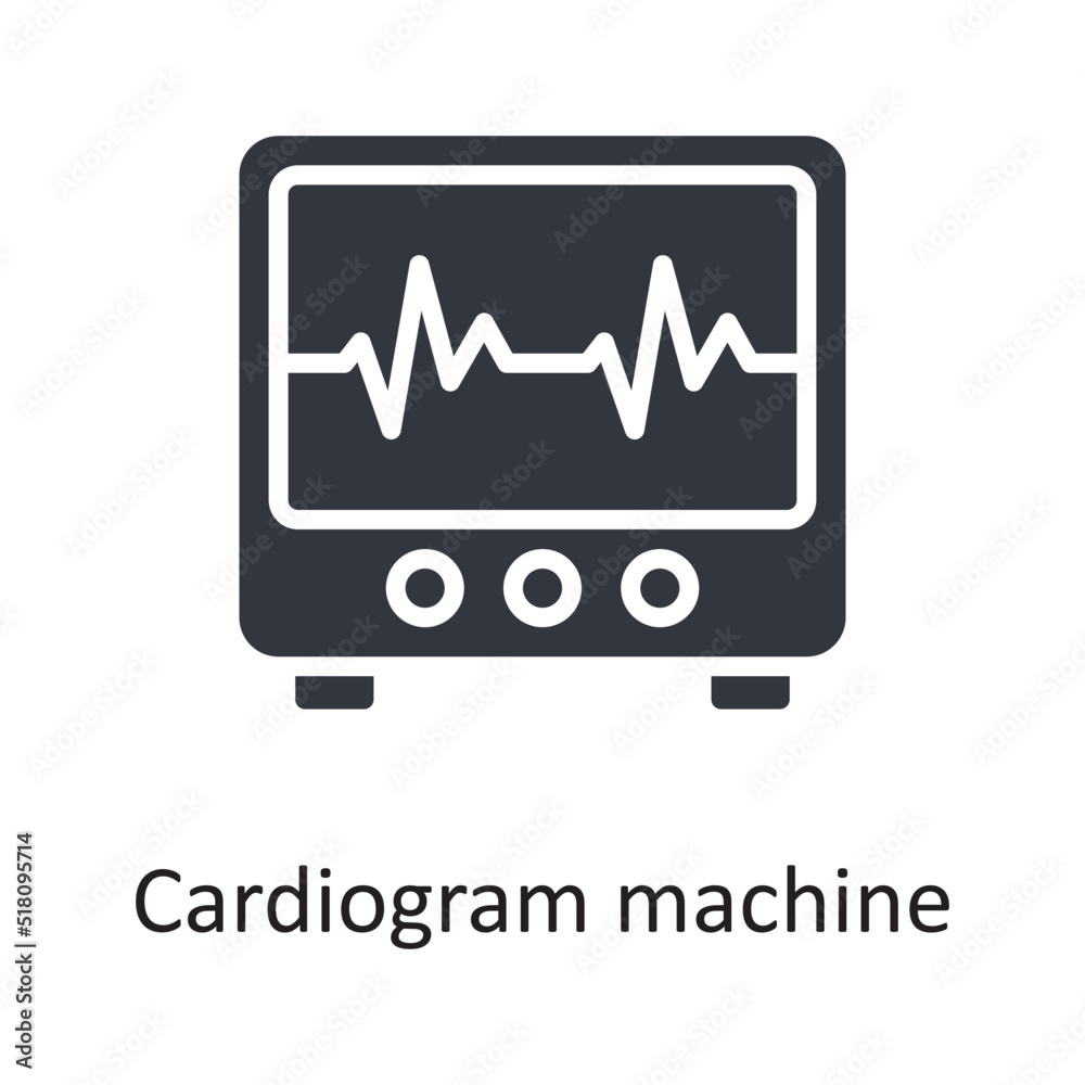 Cardiogram machine vector Solid Icon Design illustration. Medical Symbol on White background EPS 10 File