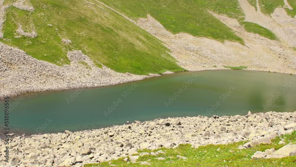 Panda lake in mountains by Paravani lake. Hiking trail to Levani lake Panda lake in mountains by Paravani lake. Hiking trail to Levani lake
