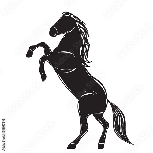 horse silhouette on white background isolated, vector