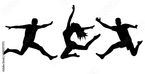 silhouette jumping people isolated, vector