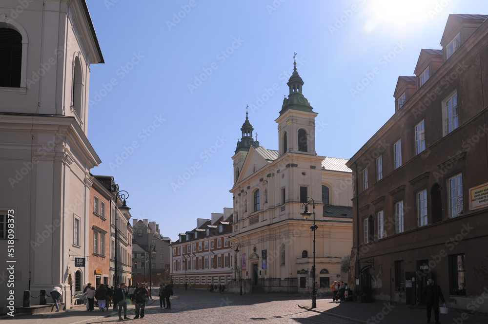 WARSAW, POLAND - MARCH 22, 2022: Church of the Holy Spirit on sunny day