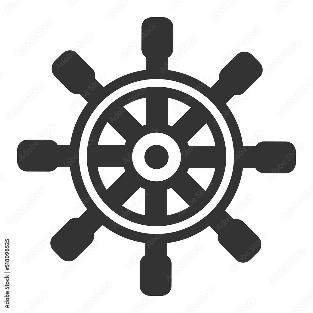 Obraz premium Steering wheel of a ship - web icon, illustration on a white background, glyph style