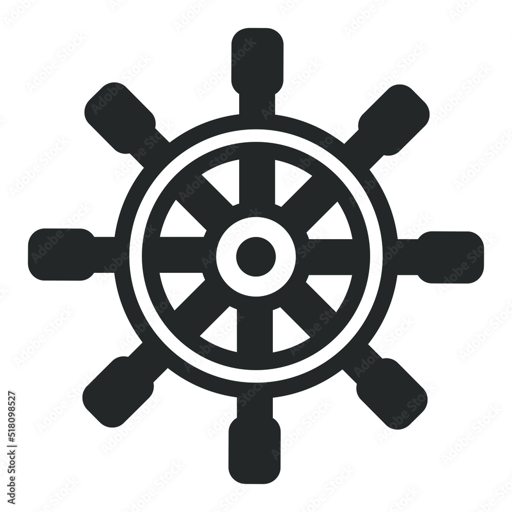 Obraz premium Steering wheel of a ship - web icon, illustration on a white background, glyph style
