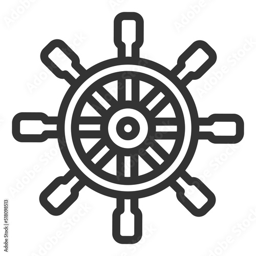 Steering wheel of a ship - web icon, illustration on a white background, outline style