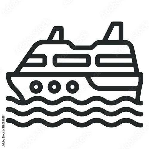 Cruise passenger liner sails on the waves of the ocean - web icon, illustration on a white background, outline style