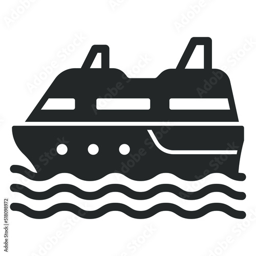Cruise passenger liner sails on the waves of the ocean - web icon, illustration on a white background, glyph style