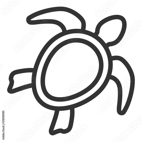 Sea turtle opened flippers, fins in swimming - web icon, illustration on white background, outline style