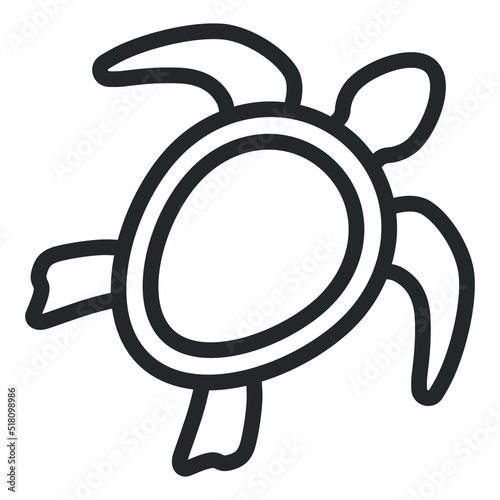 Sea turtle opened flippers, fins in swimming - web icon, illustration on white background, outline style