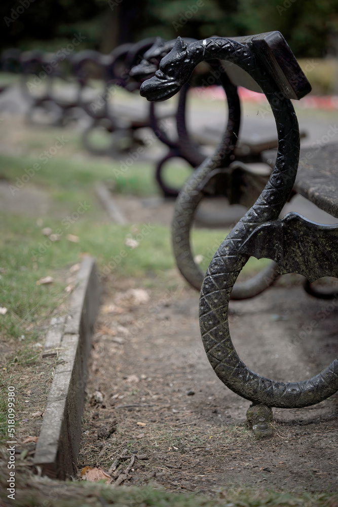 Obraz premium A beautiful empty park bench 