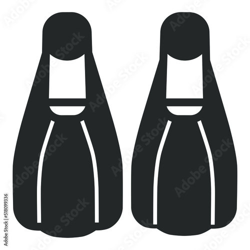 Flippers for snorkeling, diving - web icon, illustration on white background, glyph style