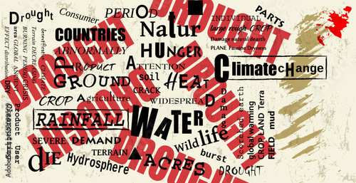 climate change and global warming, word cloud, vector illustration