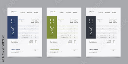 Modern Corporate Business Style Invoice Design Template Vector Illustration Print Ready Layout, Bill Form Business Invoice Accounting, Professional Payment Agreement Template Stationery Design