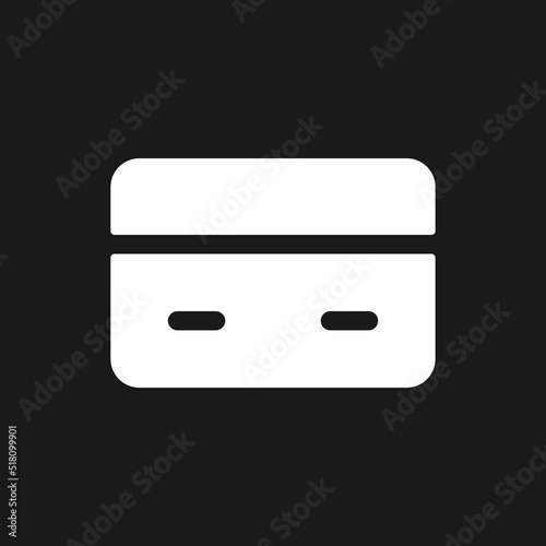 Payment card dark mode glyph ui icon. Electronic financial transaction. User interface design. White silhouette symbol on black space. Solid pictogram for web, mobile. Vector isolated illustration