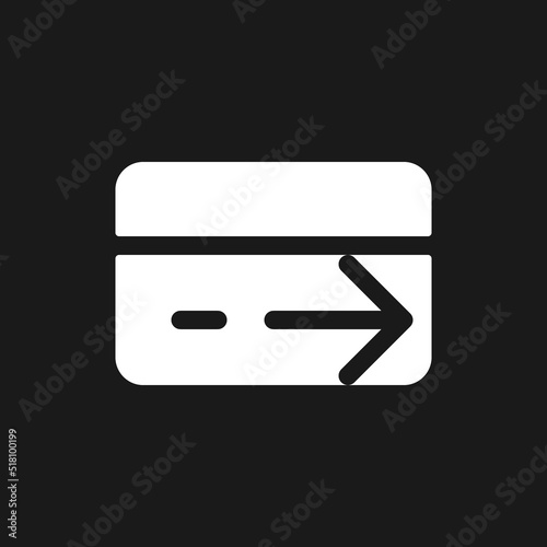 Electronic funds transfer dark mode glyph ui icon. Electronic operation. User interface design. White silhouette symbol on black space. Solid pictogram for web, mobile. Vector isolated illustration