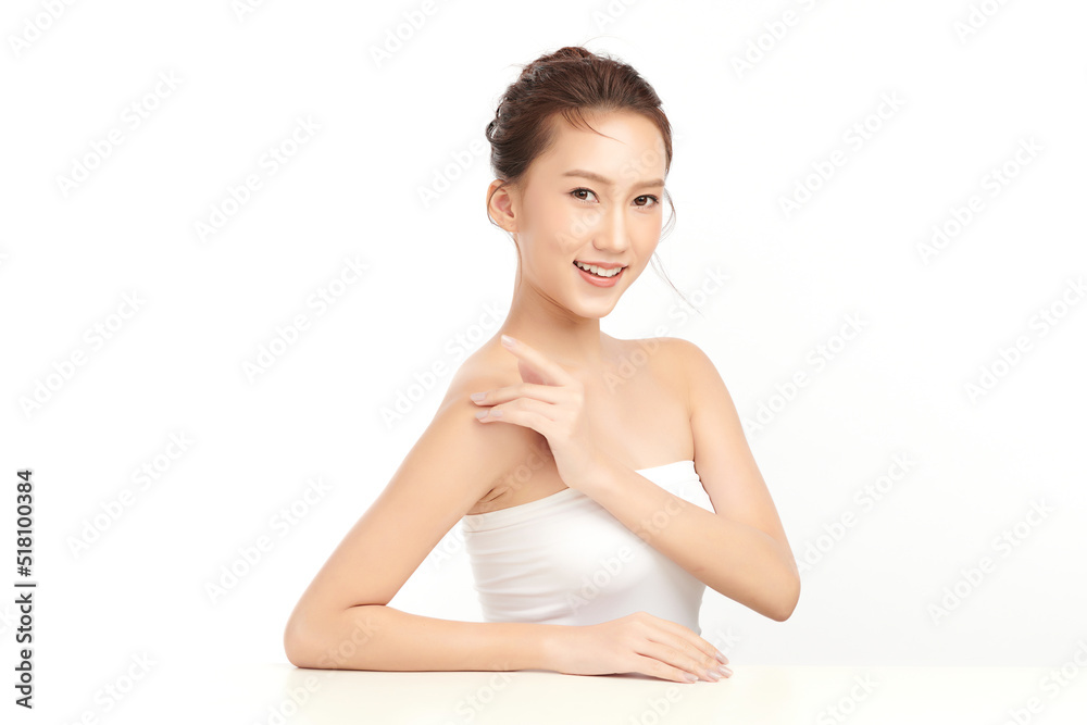 Beautiful young asian woman with clean fresh skin on white background, Face care, Facial treatment, Cosmetology, beauty and spa, Asian women portrait. Beautiful young asian woman with clean fresh skin on white background, Face care, Facial treatment, Cosmetology, beauty and spa, Asian women portrait.