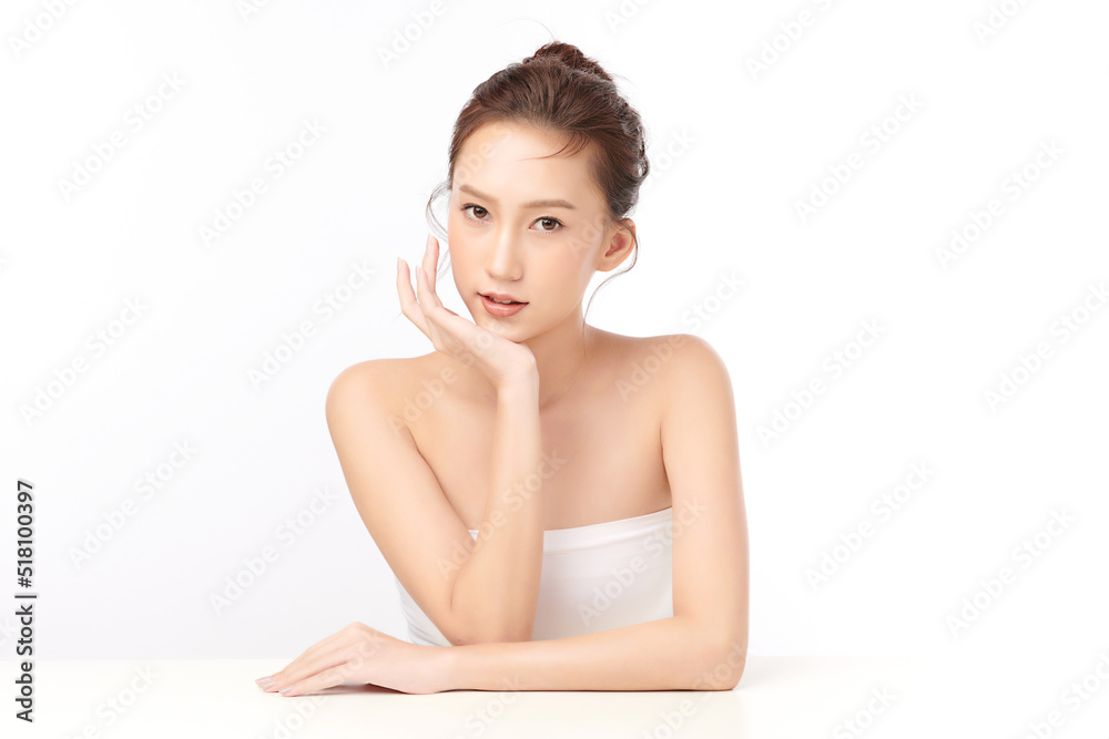 Beautiful young asian woman with clean fresh skin on white background, Face care, Facial treatment, Cosmetology, beauty and spa, Asian women portrait. Beautiful young asian woman with clean fresh skin on white background, Face care, Facial treatment, Cosmetology, beauty and spa, Asian women portrait.
