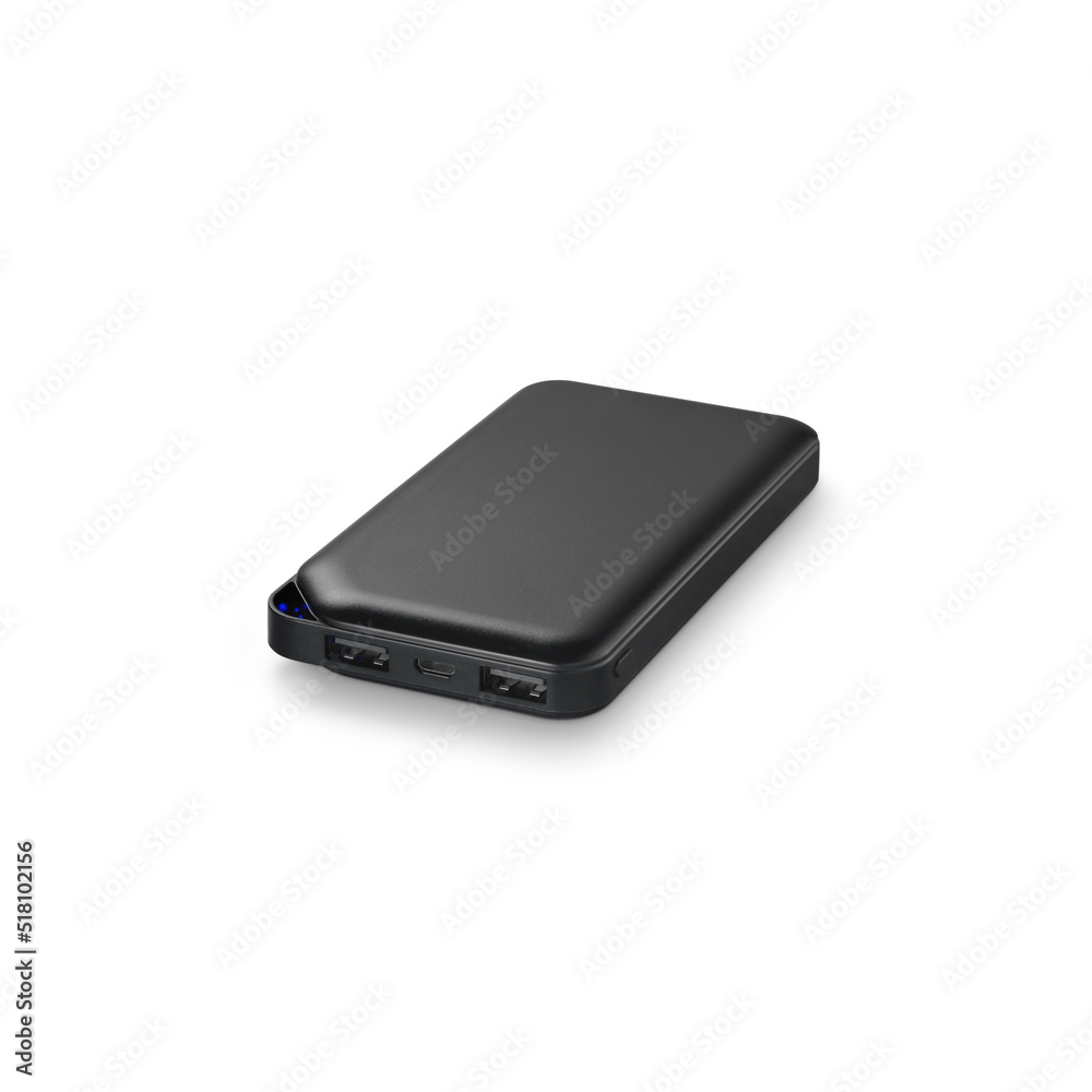 Simple black powerbank, isolated on white Simple black powerbank, isolated on white