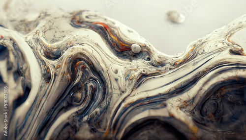 Mixing acrylic paint, liquid paint abstract background. Beautiful marble background. texture marble. Liquid stains of paint. modern fluid background. fluid art. 3D illustration. © MiaStendal