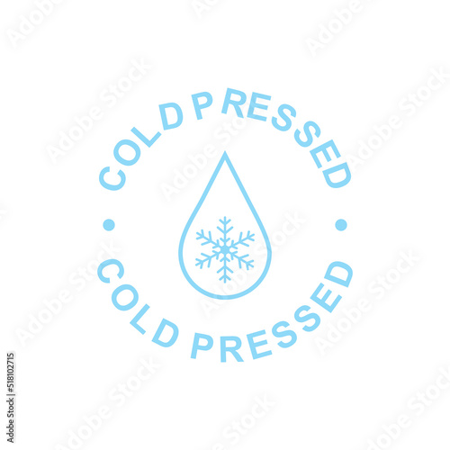 Cold pressed icon for labels of juices, oils and other products. Round symbol illustration