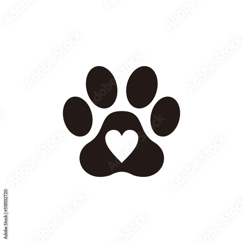 paw prints dog vector and heart illustration symbol sign