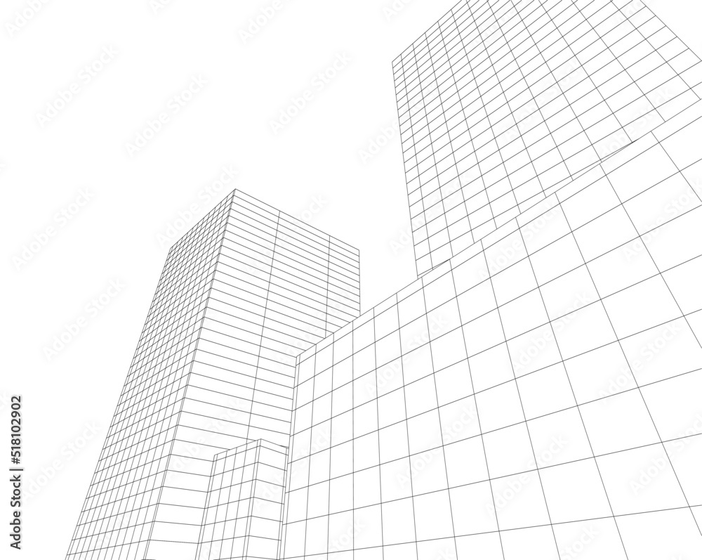 Modern architecture building 3d illustration