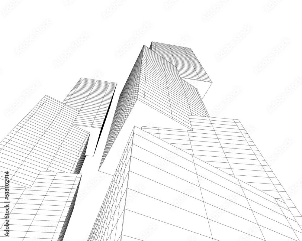 Fototapeta premium Modern architecture building 3d illustration