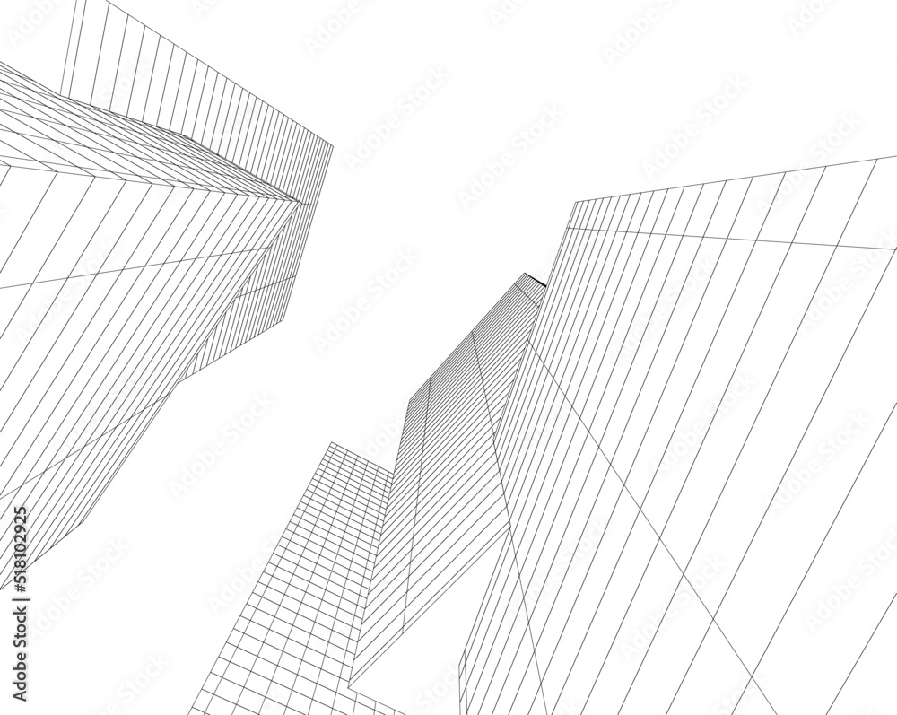 Fototapeta premium Modern architecture building 3d illustration