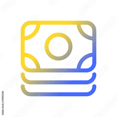 Cash pixel perfect gradient linear ui icon. Paper money bundle. Pile of banknotes. Financial transaction. Line color user interface symbol. Modern style pictogram. Vector isolated outline illustration