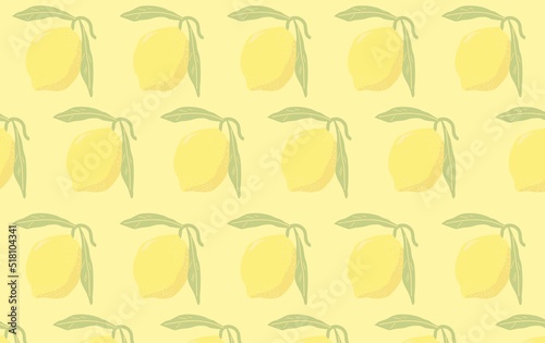 Seamless cute lemon pattern background
