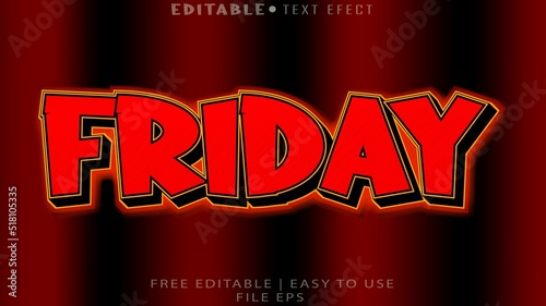 FRIDAY TEXT EFECT 3D RED COLOR
