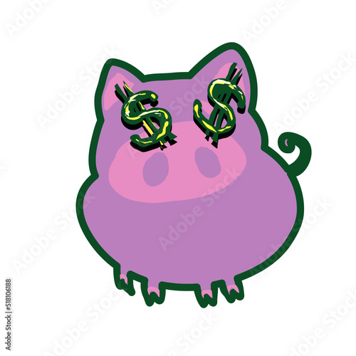 Money save piggy bank icon illustration 